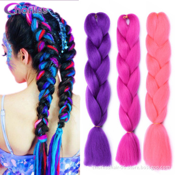 Wholesale Pre stretched  Box Crochet Hair attachment For braids  Ombre Jumbo xpression Synthetic Braiding Hair Extensions